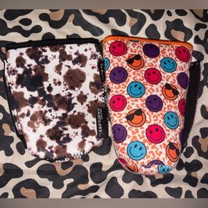 Smiley Face and Cow Print Drinkware Sleeves